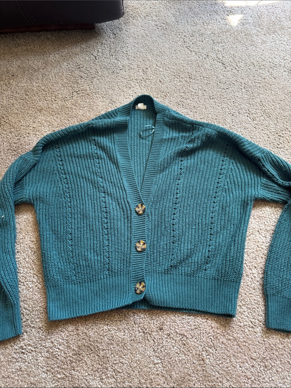 Garage Teal Knit Button-Front Cardigan